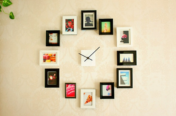 Modern Clock Design with Photo Wall Decorations | homemydesign.