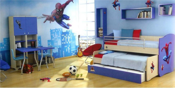 kids-bedroom-with-spiderman-themes