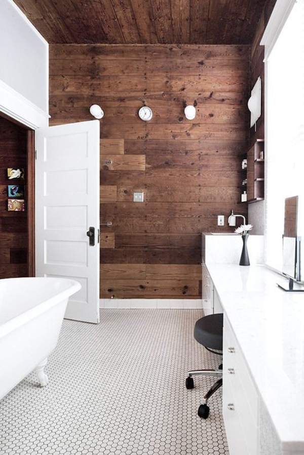 10 Wood Bathroom Floor Ideas HomeMydesign