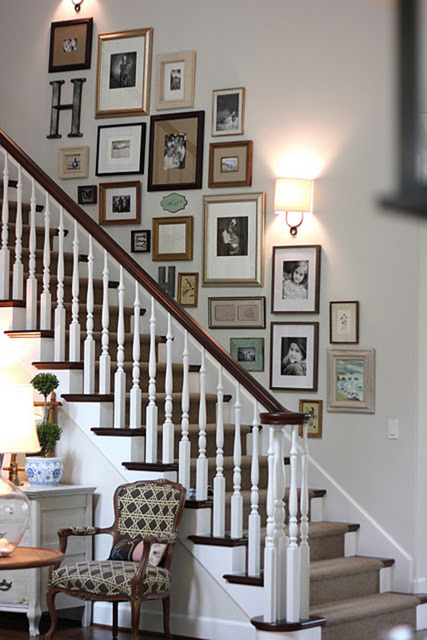 20 Stairway Gallery Wall Ideas HomeMydesign