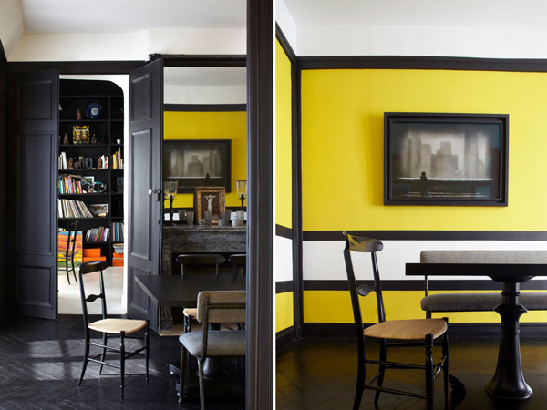 Paris Apartment With Yellow Interior Wall Home Design And