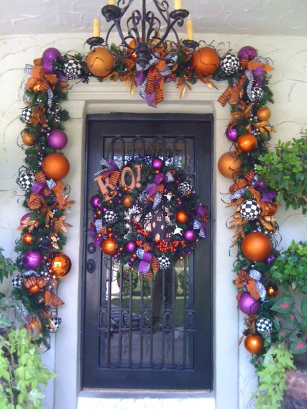 halloween door garland decorations decor christmas decorating porch doors idea decoration doorway wreaths purple decorate trick awesome treaters coming diy