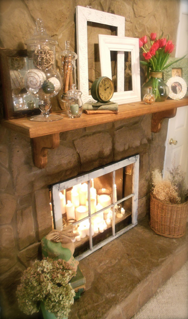 fireplace candle romantic decorating candles decor inside decorate mantel unused fire mantle put rustic hearth window empty shabby place summer