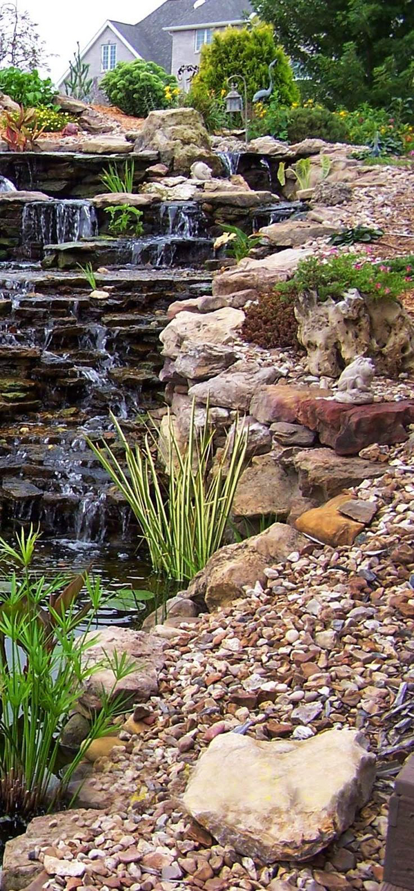 35 Dreamy Garden With Backyard Waterfall Ideas | HomeMydesign