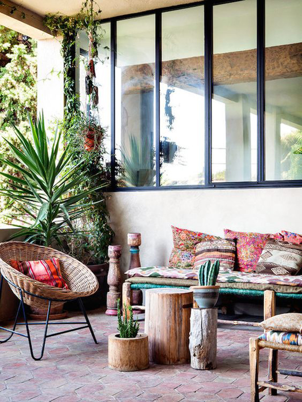 bohemian porch textiles boho boheme inspiring colored veranda terrasse decoracion