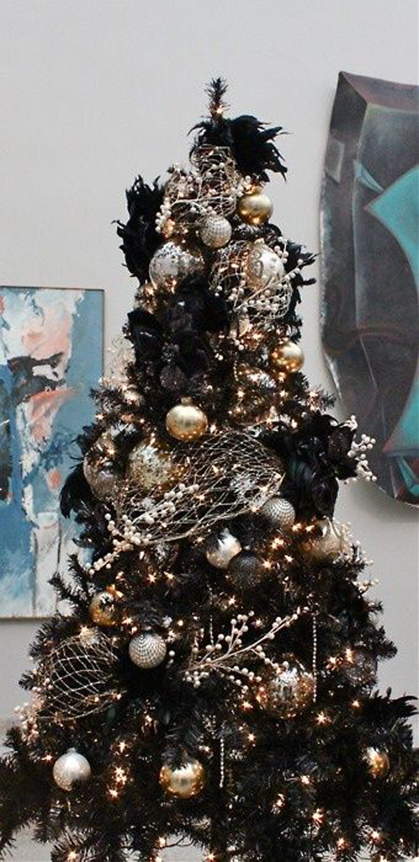 christmas tree decor gold gothic silver trees decoration navidad negro might ornaments