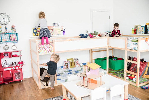 Three Shared kids Bedroom With IKEA Kura