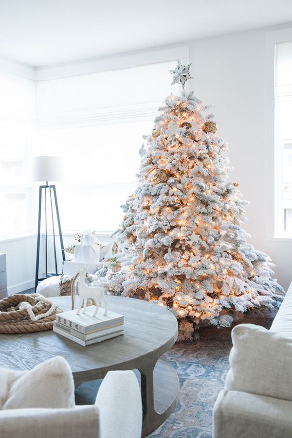 White Christmas Tree In Living Room Home Design And Interior