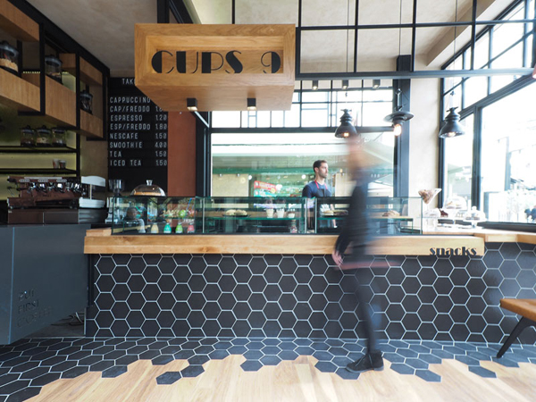 Cups Nine Cafe And Patisserie With Hexagon Tile Ideas