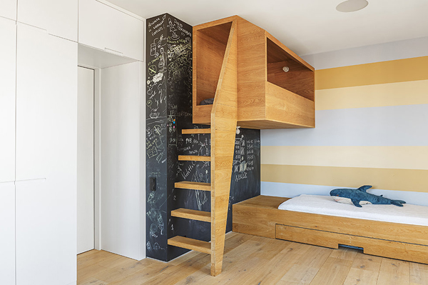 Kids Bedroom With Wooden Nest To Play