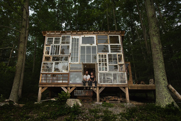 Romantic Glass Cabin With Recycled Windows