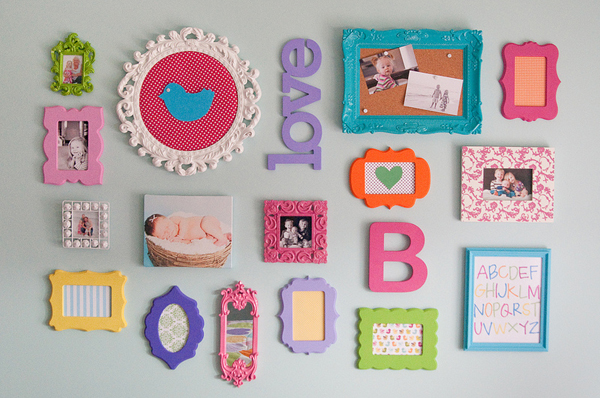 Three Toddler Girl’s Room With Painted Photo Frames