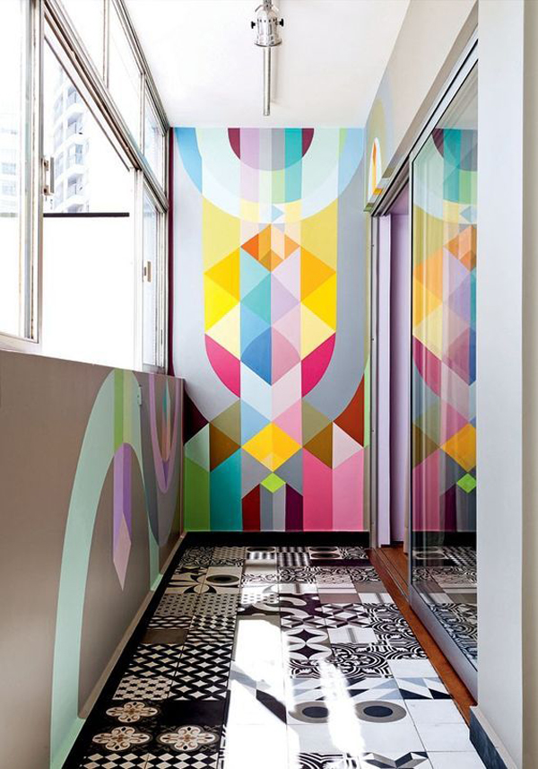 20 Awesome Geometric Walls With Vibrant Colors | HomeMydesign
