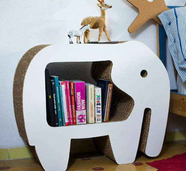 Elephant Cardboard Bookshelves Design Homemydesign