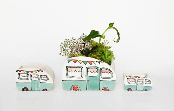 Adorable And Simple Planter Ceramics With Inspiring Classic Cars