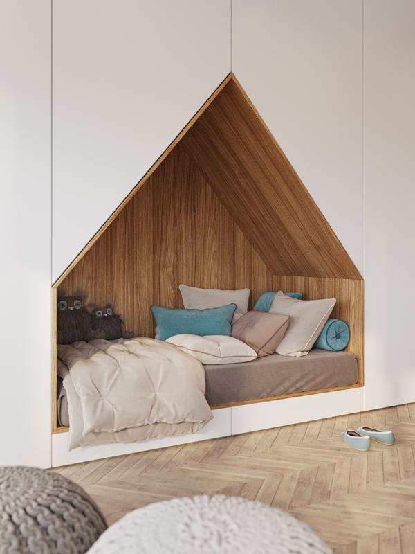 Cozy And Stylish Kids Room With Built-In Beds