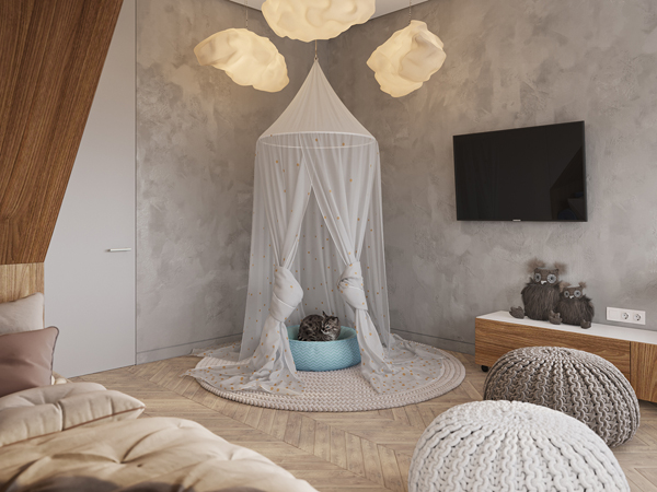 Cozy And Stylish Kids Room With Built-In Beds