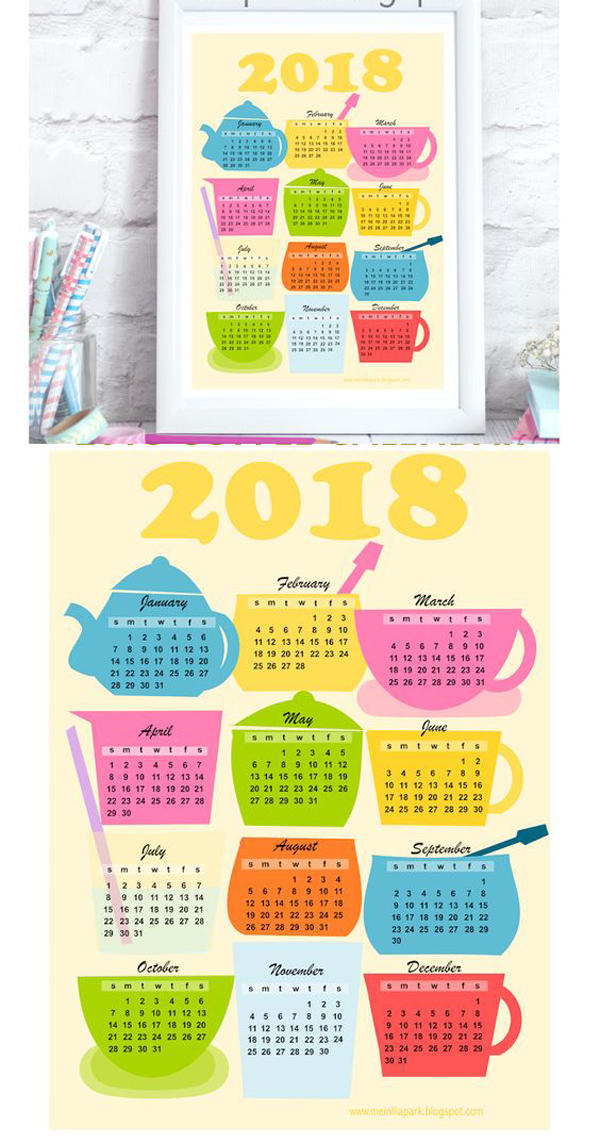 10 Free Printable Cool Calendars For 2018