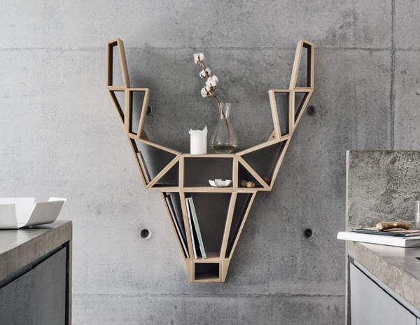 Geometric Deer Shelf With Minimalist Scandinavian Style