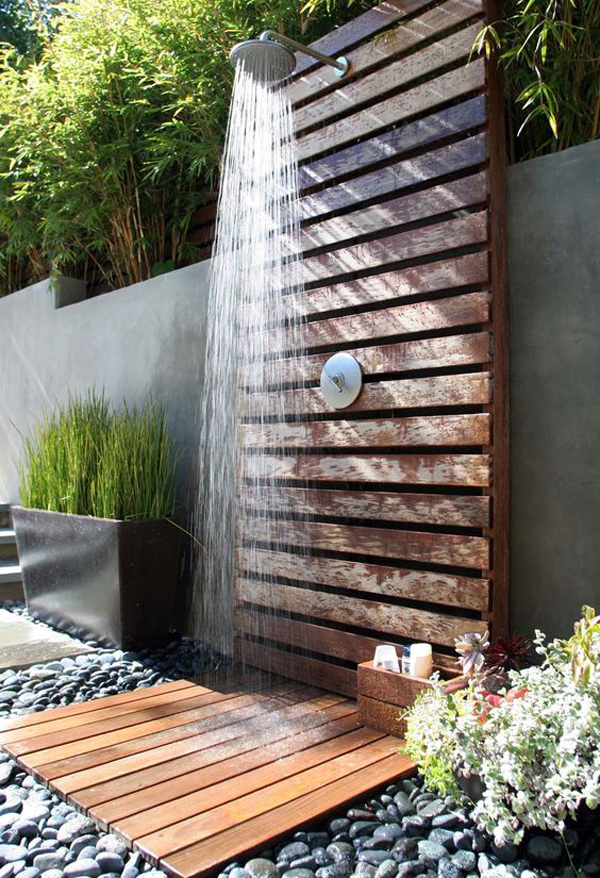 20 Refresh Outdoor Shower With Wood Elements In Nature