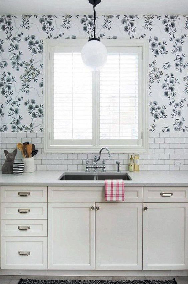 20 Beautiful Wallpaper Kitchen Backsplashes With Nature Elements