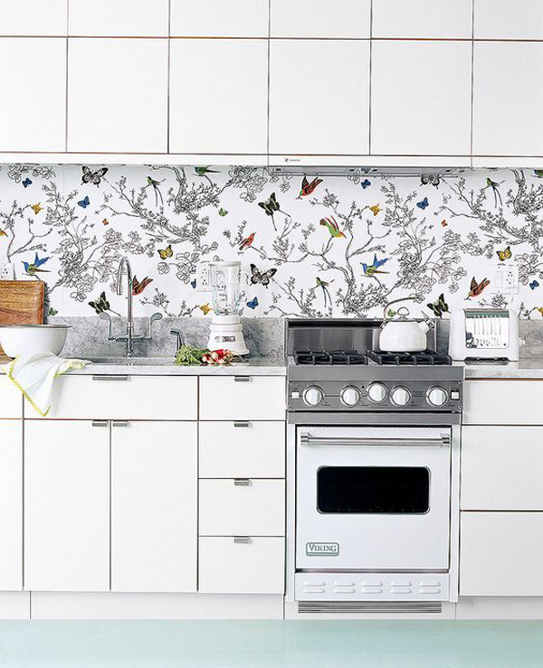 20 Beautiful Wallpaper Kitchen Backsplashes With Nature Elements