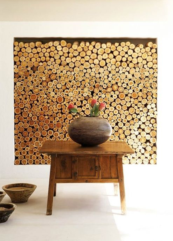 20 DIY Rustic Wood Log Walls For Your Home