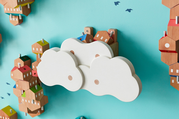 Wooden Sky Villages Building For Interactive Kid Walls