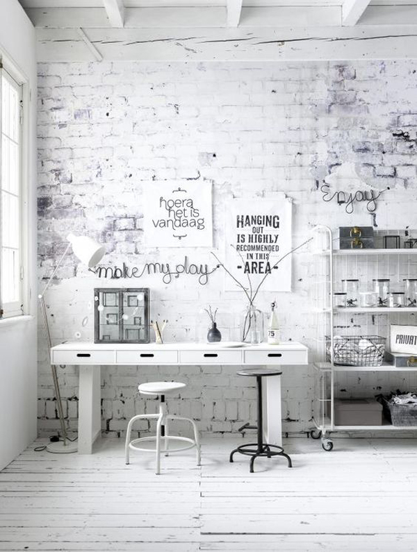 20 Trendy And Cozy Home Office With Brick Walls