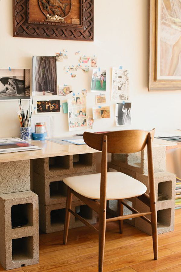 Creative Diy Cinder Block Workspace Table Homemydesign