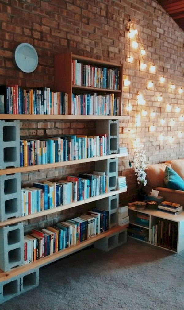 Diy Cinder Block Bookcase Design Homemydesign