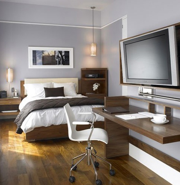 masculine-bedroom-with-office-design | HomeMydesign