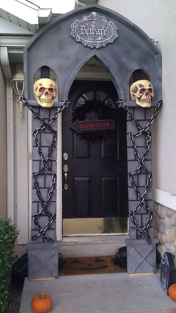 skull-halloween-front-doors | HomeMydesign