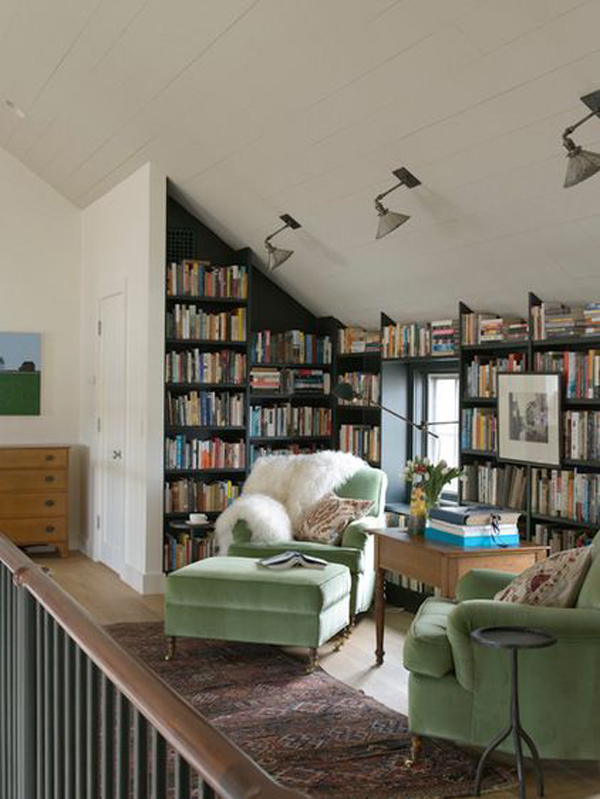 small-attic-library-with-sofa-furniture | HomeMydesign