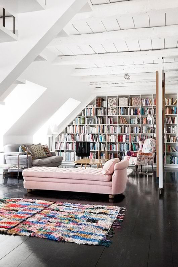 white-attic-library-design | HomeMydesign