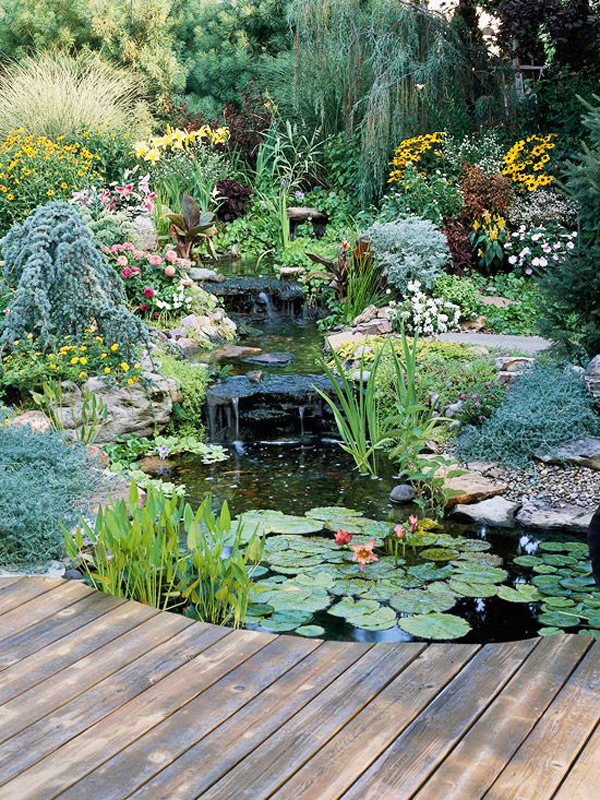 natural backyard pond garden ideas