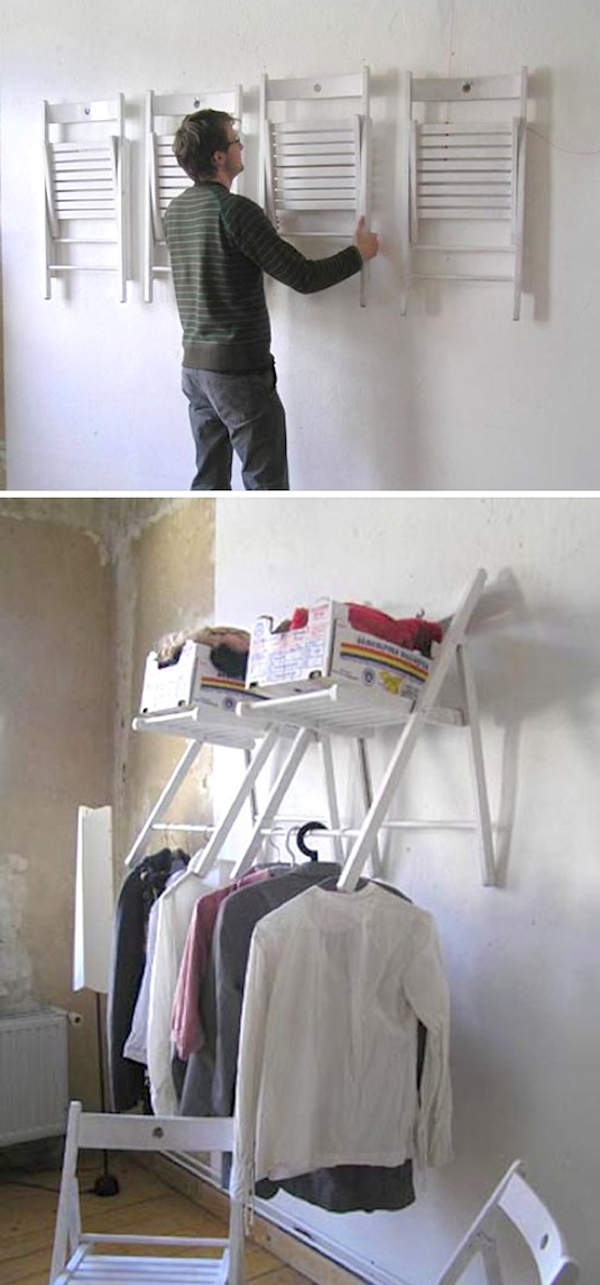 closet hanging diy chair organizer furniture hacks homemydesign easy