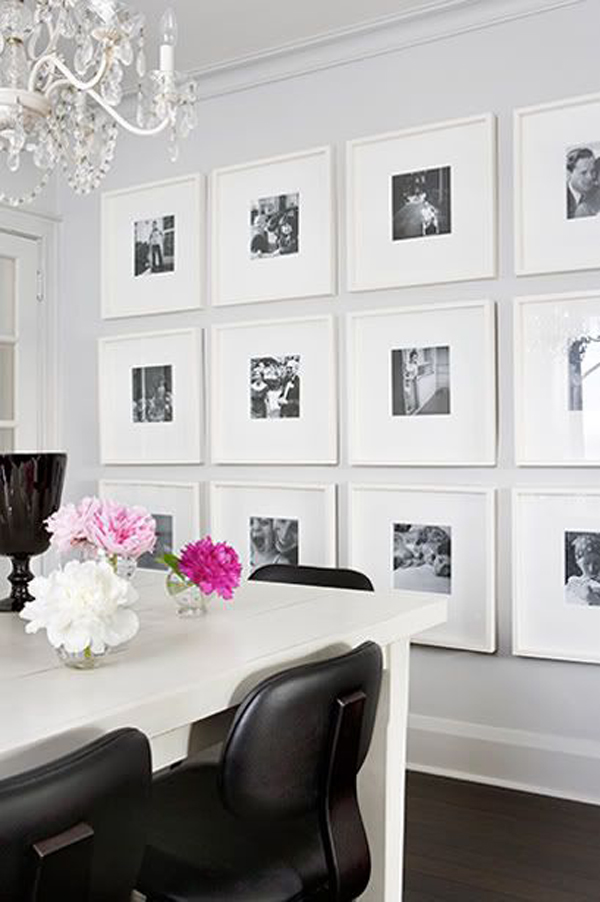 black-and-white-dining-room-gallery-wall | HomeMydesign