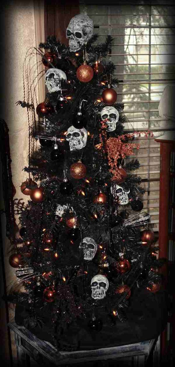 tree christmas gothic trees xmas halloween homemydesign style skull diy skulls decor stuff dark