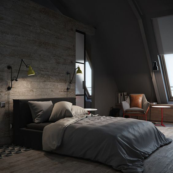 modern-dark-dorm-bedroom-in-loft | HomeMydesign