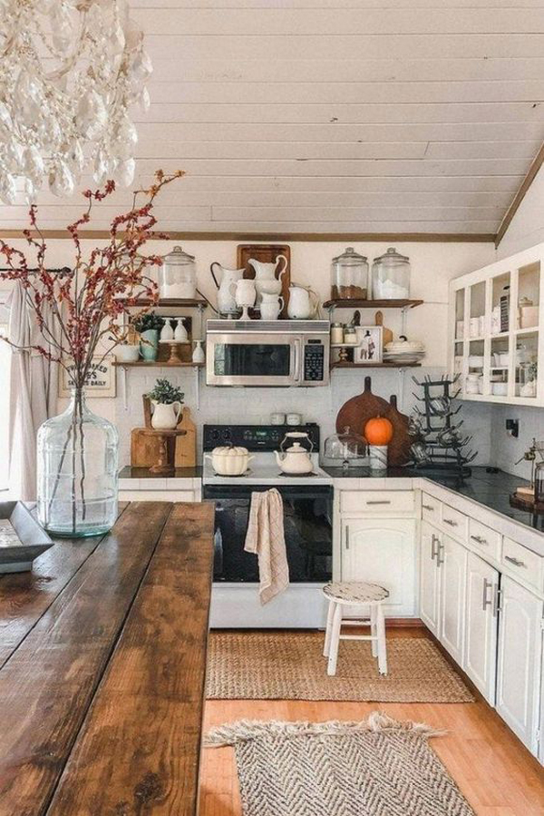 classy-boho-farmhouse-kitchen-design-ideas | HomeMydesign