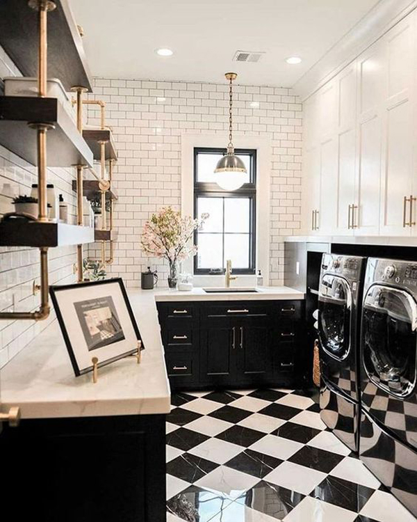 32 Timeless Black And White Laundry Room Ideas | HomeMydesign