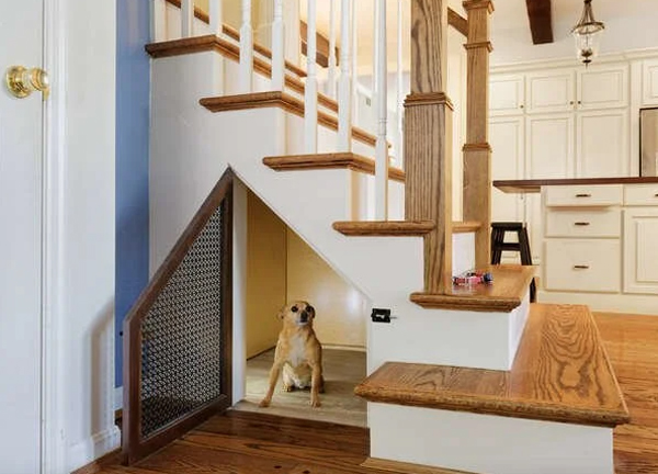 built in under stair dog house design