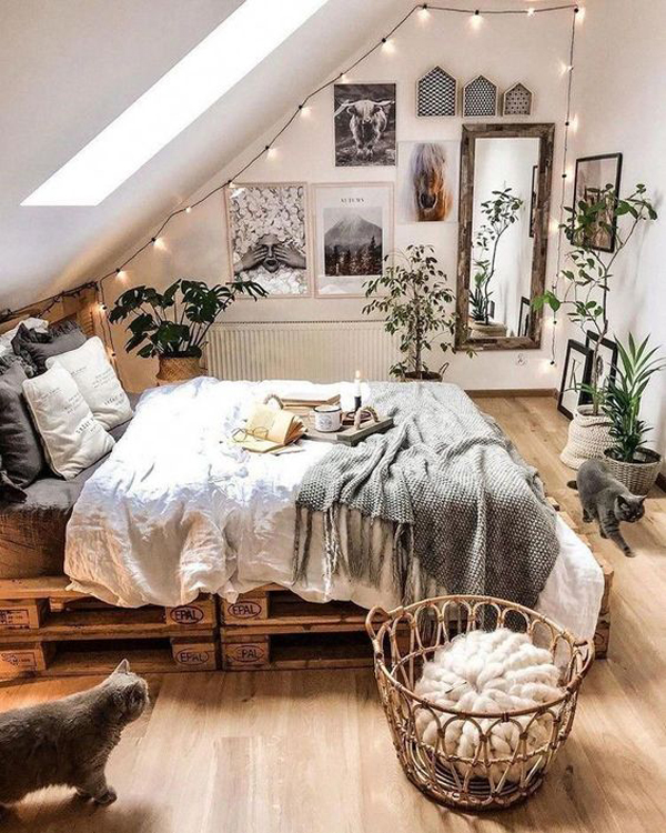 bedroom loft bohemian plants indoor homemydesign