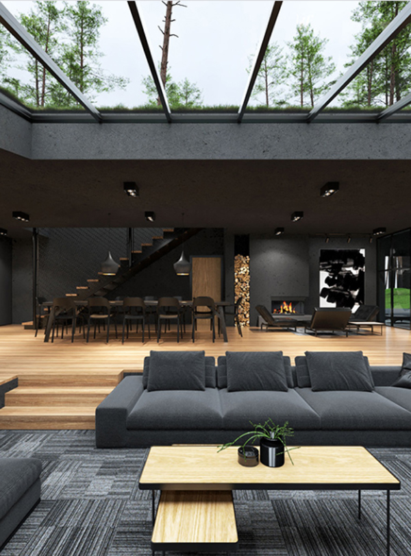 Beautiful Black Villa With Grass-covered Roof