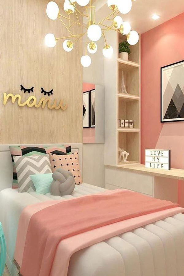 moderngirlbedroomwithchandelierdesign HomeMydesign