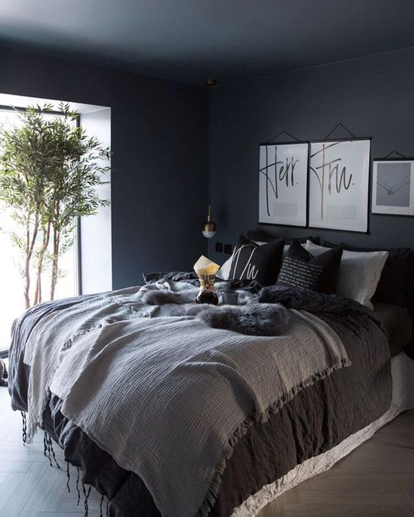 men-bedroom-design-with-dark-blue-wall-and-ceiling