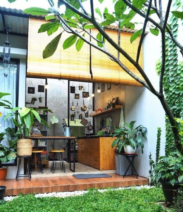 open-kitchen-and-dining-room-with-bamboo-curtains