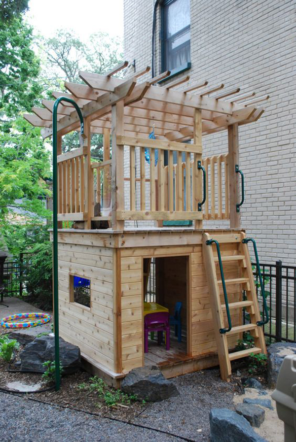 wooden-diy-castle-playhouses-for-backyard