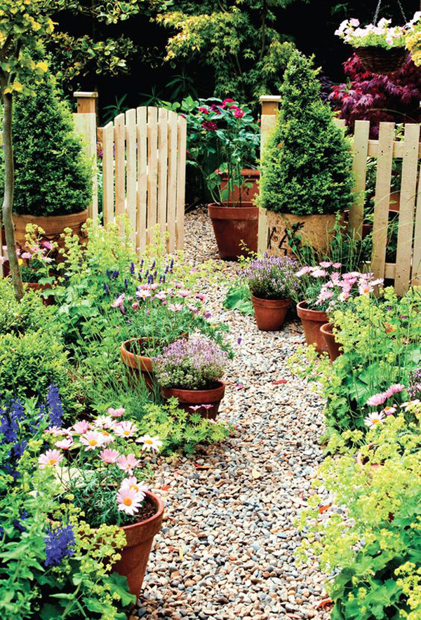 diseño de jardín de casa de campo fácil de bricolaje para patio trasero pequeño